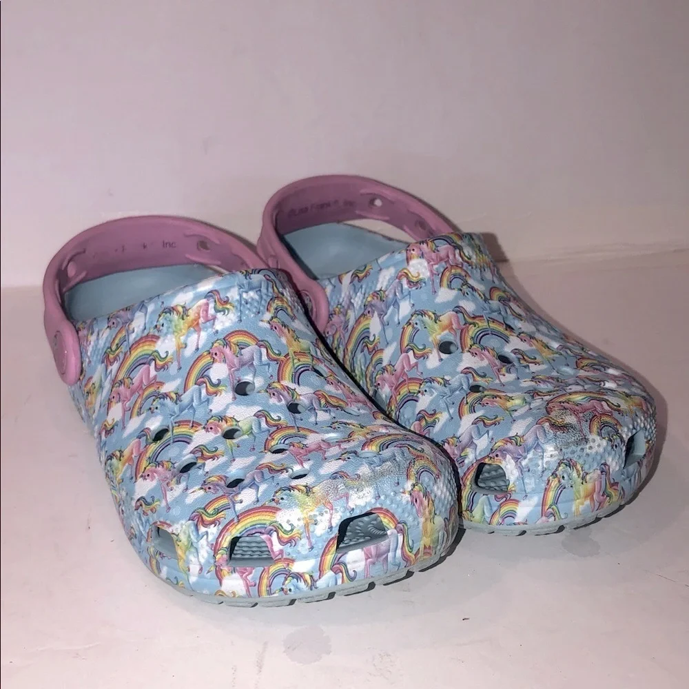 Crocs Lisa Frank Rainbow Unicorn Kids Slippers